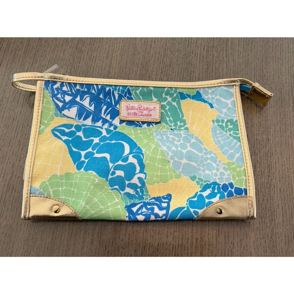 LILLY PULITZER FOR ESTEE LAUDER Colorful Shell Cosmetic Bag Travel Makeup Pouch